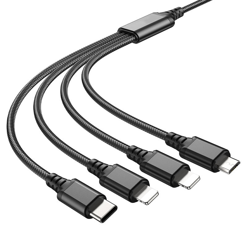 Câble de chargement 4 en 1 USB-A vers Lightning Micro USB USB-C (1 m) Câble de chargement 4 en 1 USB-A vers Lightning Micro USB USB-C (1 m)